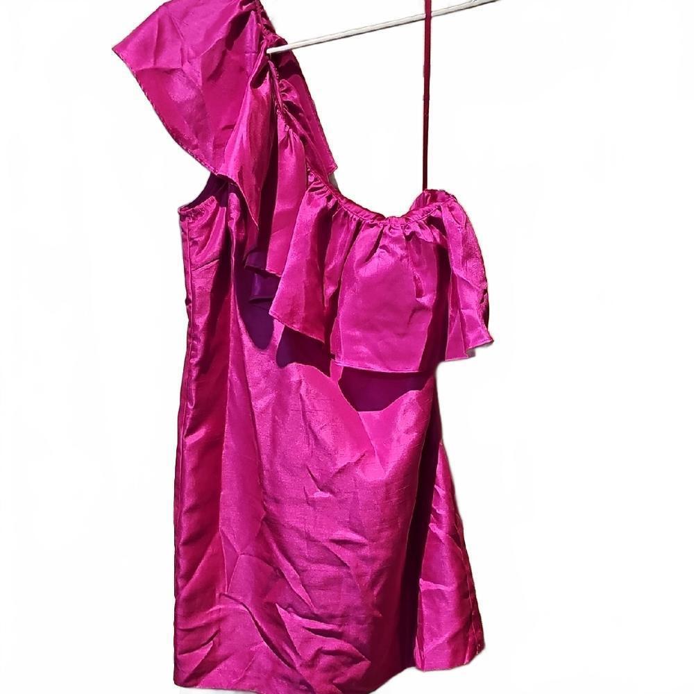 Pearl by Georgina Chapman Pink Ruffled One-Shoulder Party Dress Size 12